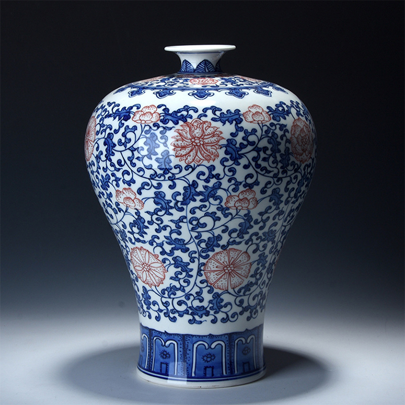 中国，景德镇，青白釉風景画花瓶 中国，景德镇，青白釉風景画花瓶