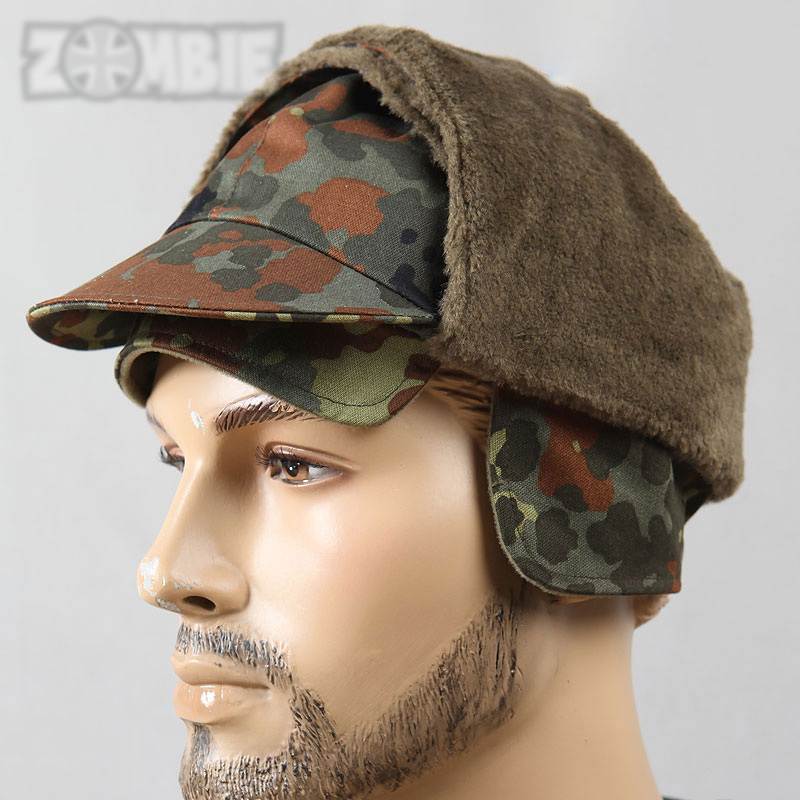 German army German public military version of the original outdoor military fans gray green bush spot camouflage winter cold and warm soldier velvet hat