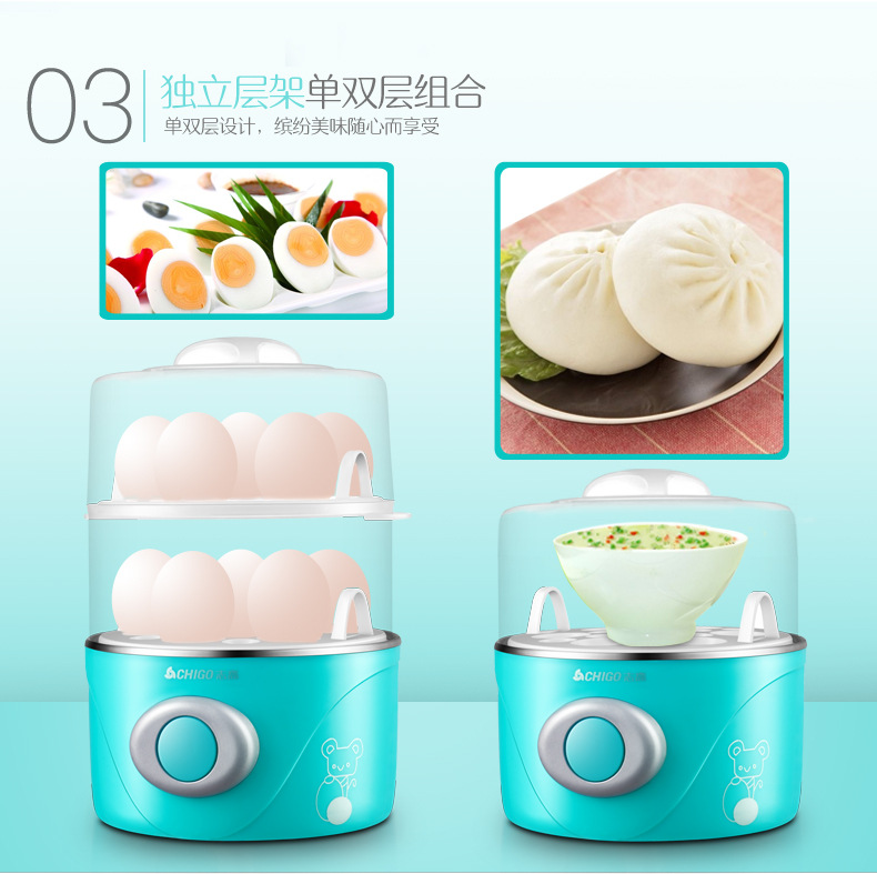 noi hap Shigao nhà hấp trứng tự động tắt nguồn 1 người ăn sáng nhỏ máy tạo trứng ký túc xá 溏 心 - Nồi trứng nồi điện nấu mì