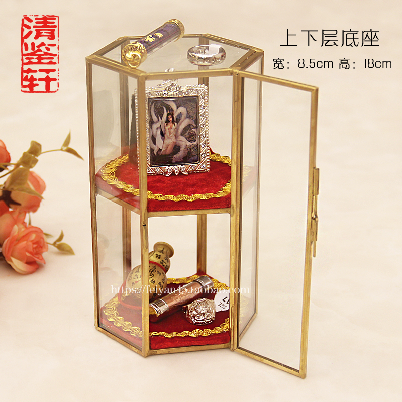 Thai Buddha placard up and down table supply platform base shelf display cabinet Buddhist altar box with cover transparent dustproof parts
