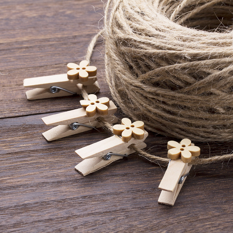 Dormitory photo wall hanging hemp rope clip handmade diy material photo clip retro photo decoration props