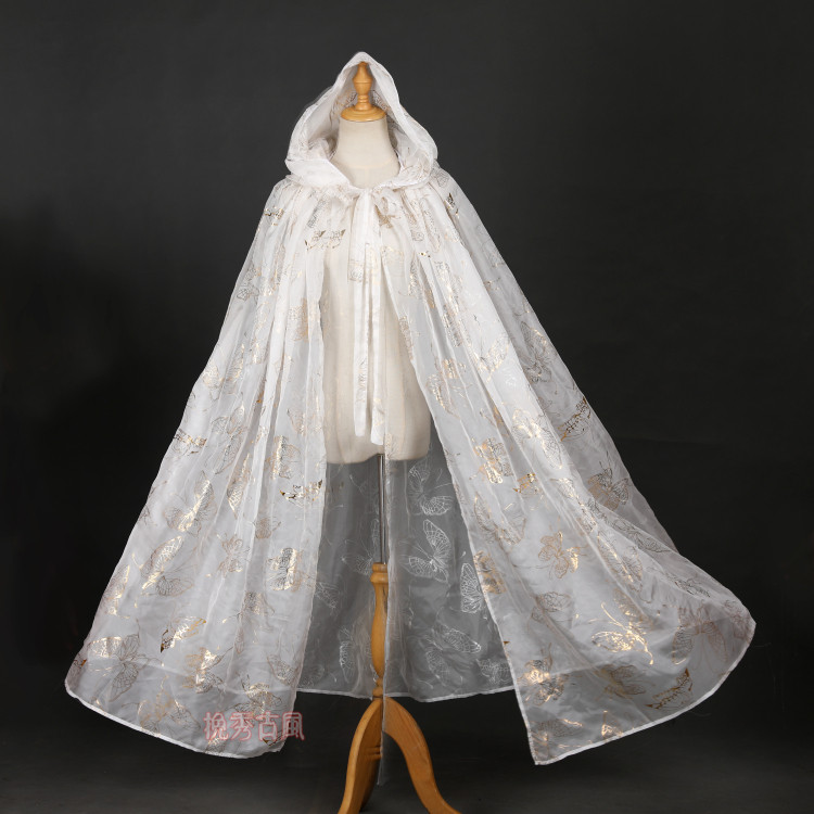Wanxiu ancient style-cloak cloak Hanfu accessories sunscreen bronzing butterfly flower city ancient costume cosplay summer thin section
