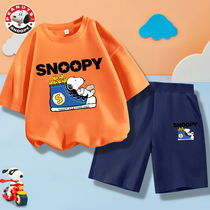 Shnubi boy pure cotton short sleeve T-shirt shorts suit 2022 new childrens sports pants summer fit two sets