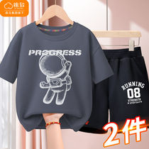 Barabara cotton to boy suit Summer pure cotton Two sets CUHK Boy Summer thin Boy short sleeves breathable