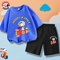 Snubi children short sleeve T-shirt shorts suit boy two sets pure cotton T-shirt 2022 new summer clothing blouse