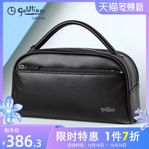 Goldlion leather 2022 new handbag business small handbag first layer cowhide multi-card mens clutch