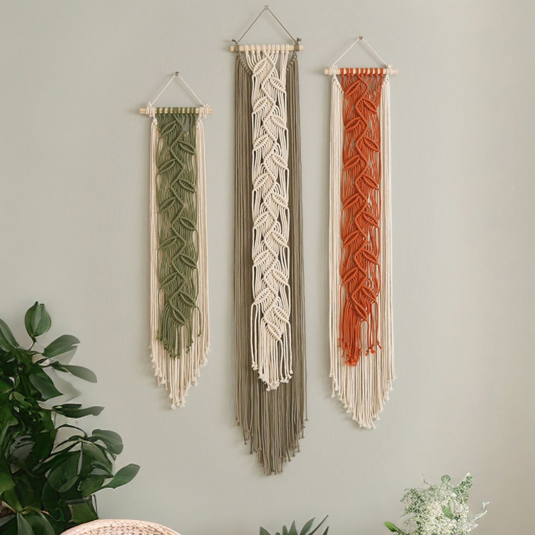 Scandinavian ins Style Leaf Background Wall Decoration Bohemian Hand-Woven Tapestry Home Wall Decoration Bed and Breakfast Wall Decoration