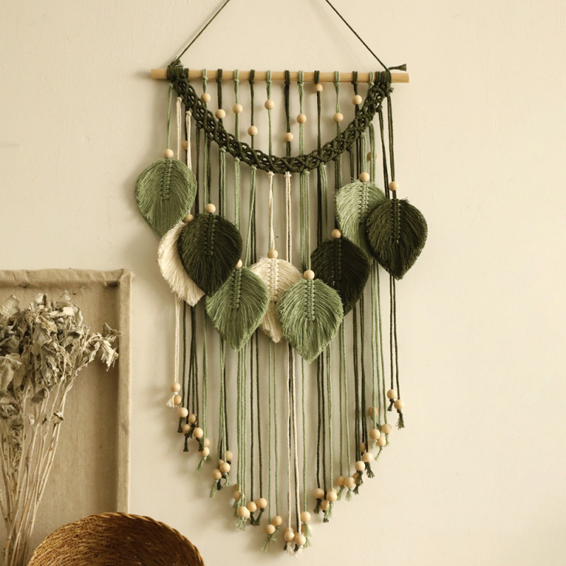 Bohemian Cotton Rope Hand-Woven Leaf Tapestry Tassel Leaf Wall Hanging for Guesthouse Hotel Bedroom ins Wall Decoration Bohemian Cotton Rope Hand-Woven Leaf Tapestry Tassel Leaf Wall Hanging for Guesthouse Hotel Bedroom ins Wall Decoration