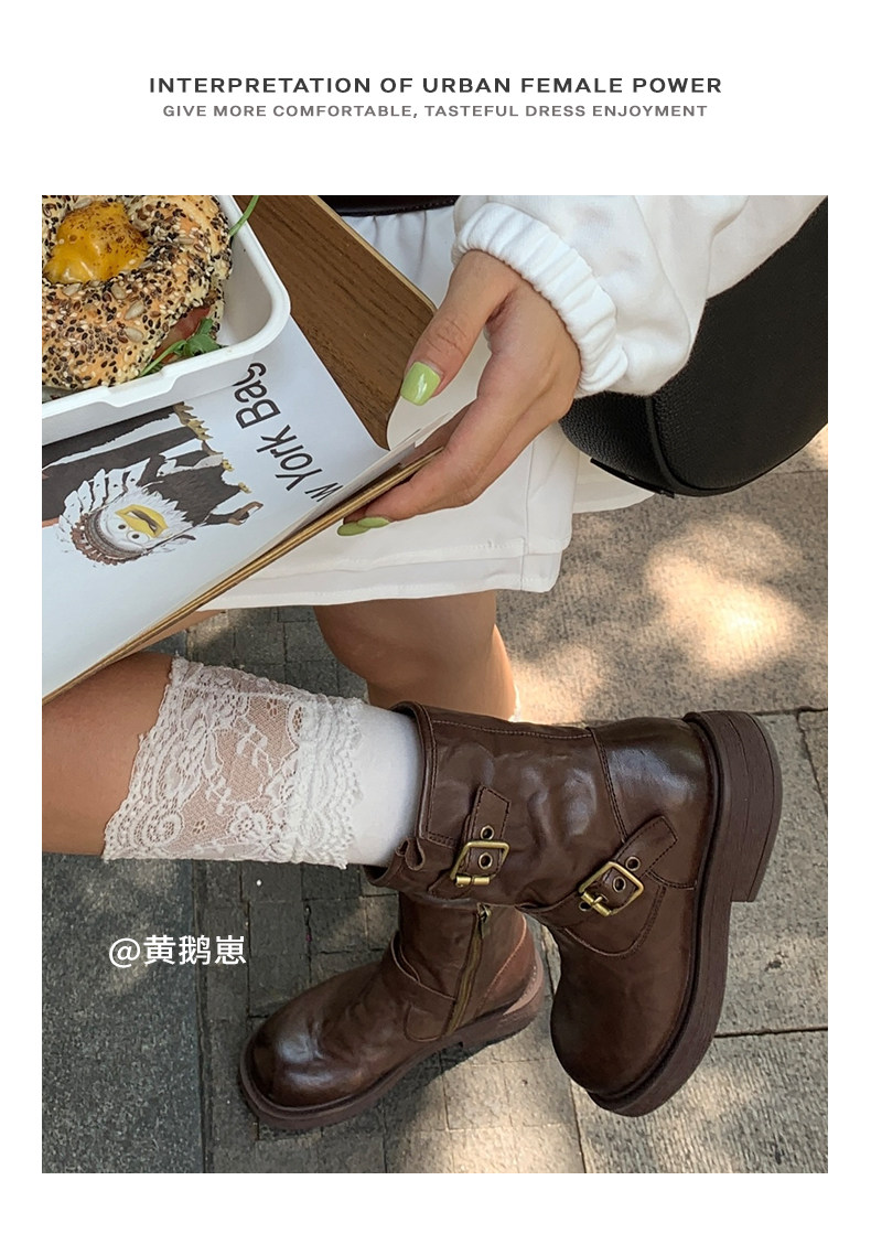 Западные Boots 红蜻蜓西部短靴女秋冬新款巨好看鞋子真皮棕色女鞋复古美拉德靴子 Reddragonfly