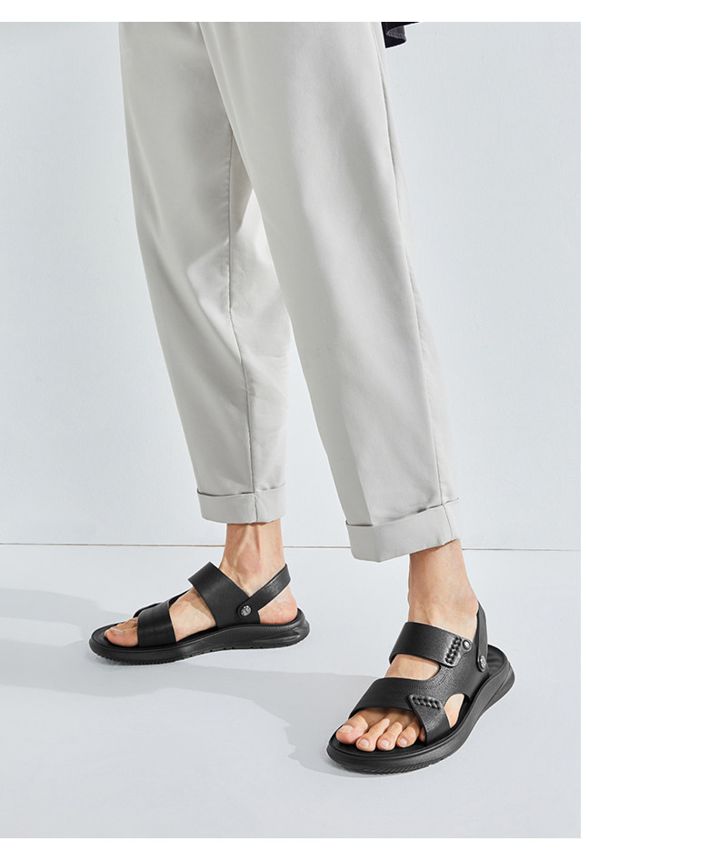 红蜻蜓 男士牛皮凉鞋 图3