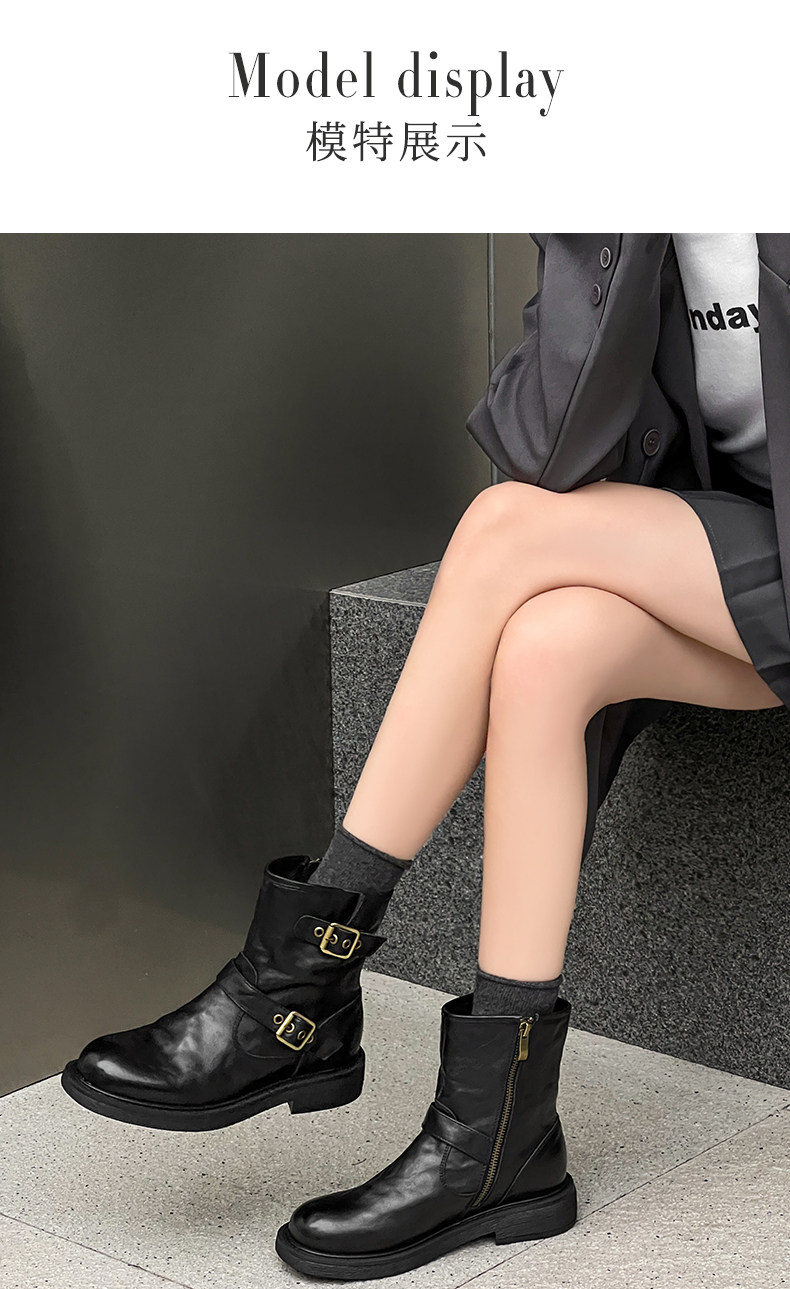 Западные Boots 红蜻蜓西部短靴女秋冬新款巨好看鞋子真皮棕色女鞋复古美拉德靴子 Reddragonfly