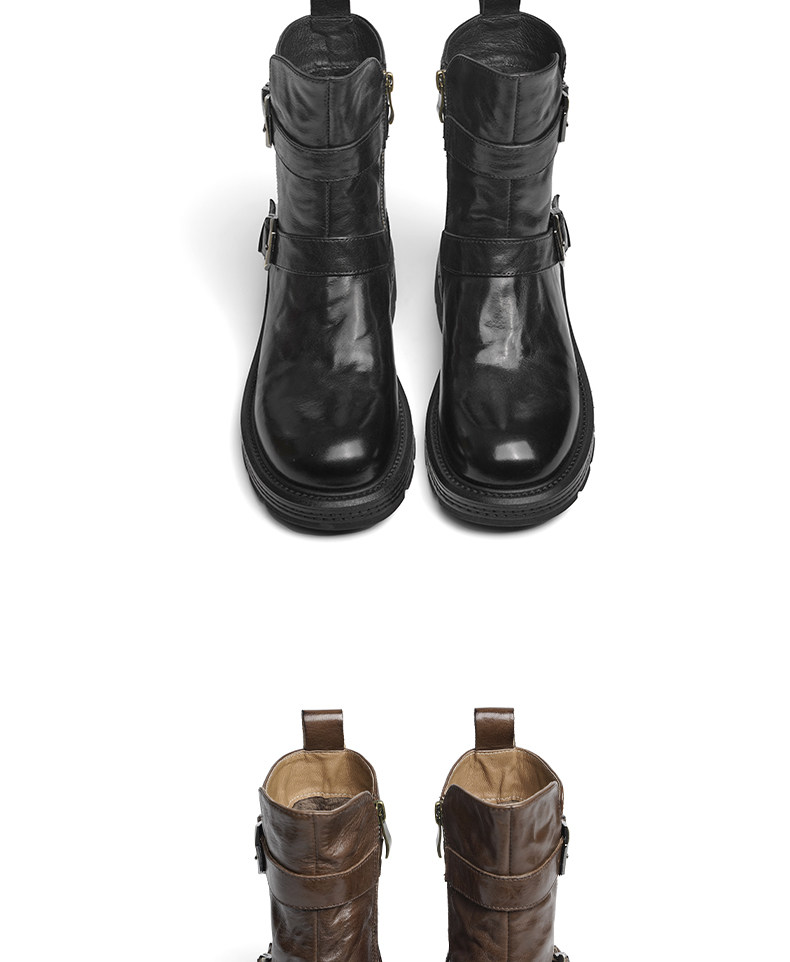 Западные Boots 红蜻蜓西部靴冬季新款女靴子加绒保暖靴真皮美拉德复古中筒靴女 Reddragonfly