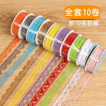 10 volumes Loaded Lace Hollowed-out Adhesive Tape Kindergarten Growth Manual Diy Decorative material handmade album production material