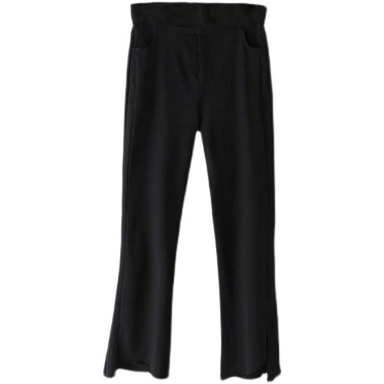 夏装胖mm九分裤女冰丝微胖微喇叭裤大码开叉显瘦200斤百搭裤子潮