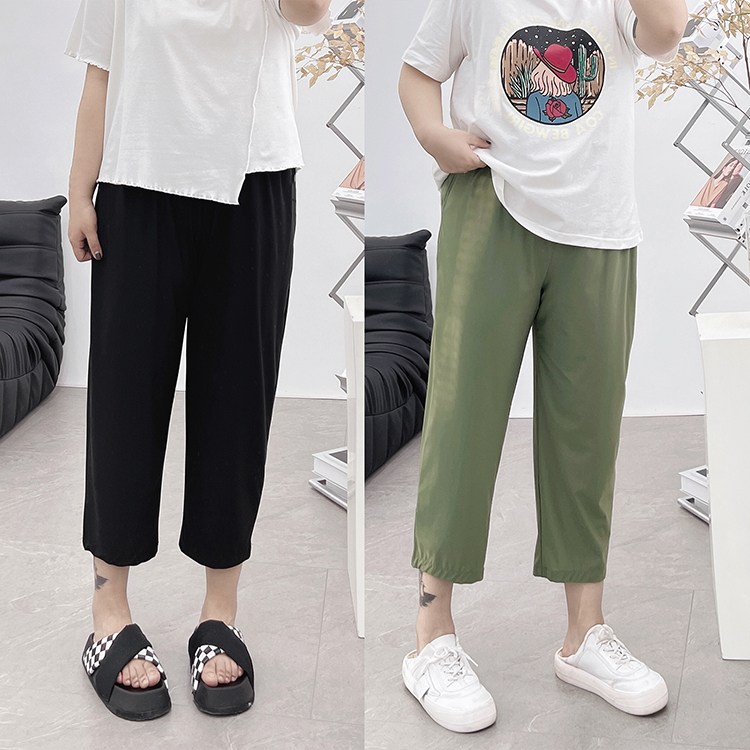 Gattening Kharen Pants Woman Spring Summer 200 Catty Weight Mm Loose Large Size Slim Loose Elastic Waist Elastic Summer 90% Pants