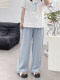 天丝牛仔裤女夏季薄款高腰胖mm大码显瘦冰氧吧垂感冰丝阔腿休闲裤