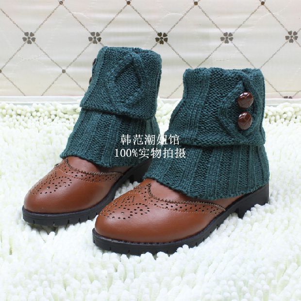 Nút cài vớ nữ thời trang Hàn Quốc hoang dã len lỏng xà cạp set giày bốt ngắn đặt chân che giày quần tất nữ