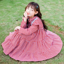Girls fall long sleeve dress 2020 new 12-15-year-old CUHK Scout large swing lotus leaf side skirt