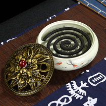 Incense burner ceramic household indoor mosquito stove large plate aroma sandalwood stove for incense parcels mosquito repellent toilet deodorant