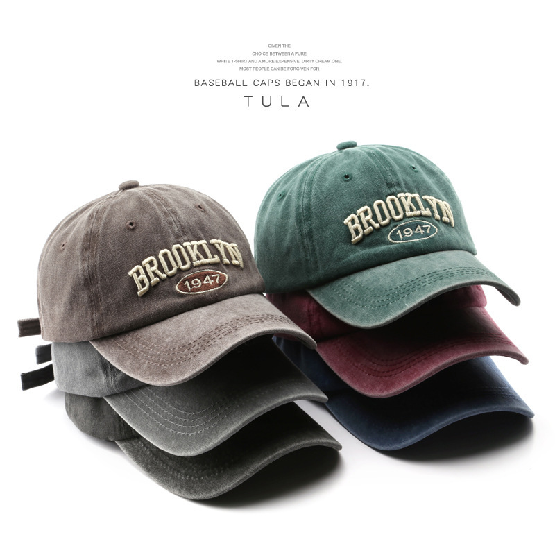 Washed Vintage Baseball Cap for Women 2026 New Retro Versatile Letter Embroidery Soft Top Duckbill Cap Men's Sun Hat