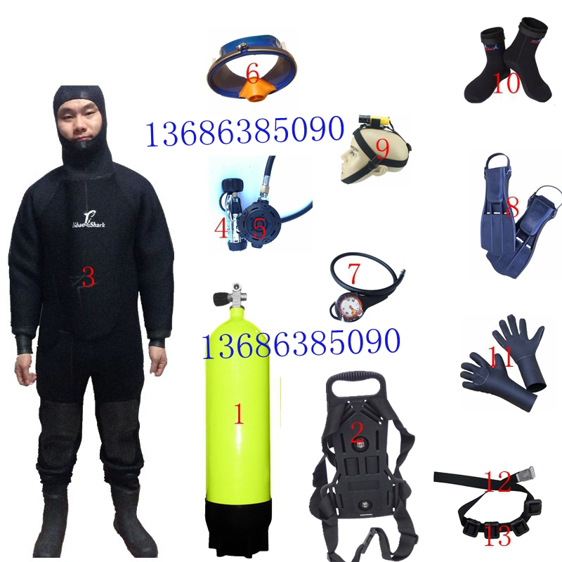 Scuba diving suit Adult full dry wetsuit suit full set of diving equipment Submersible Gas Cylinder Supplies