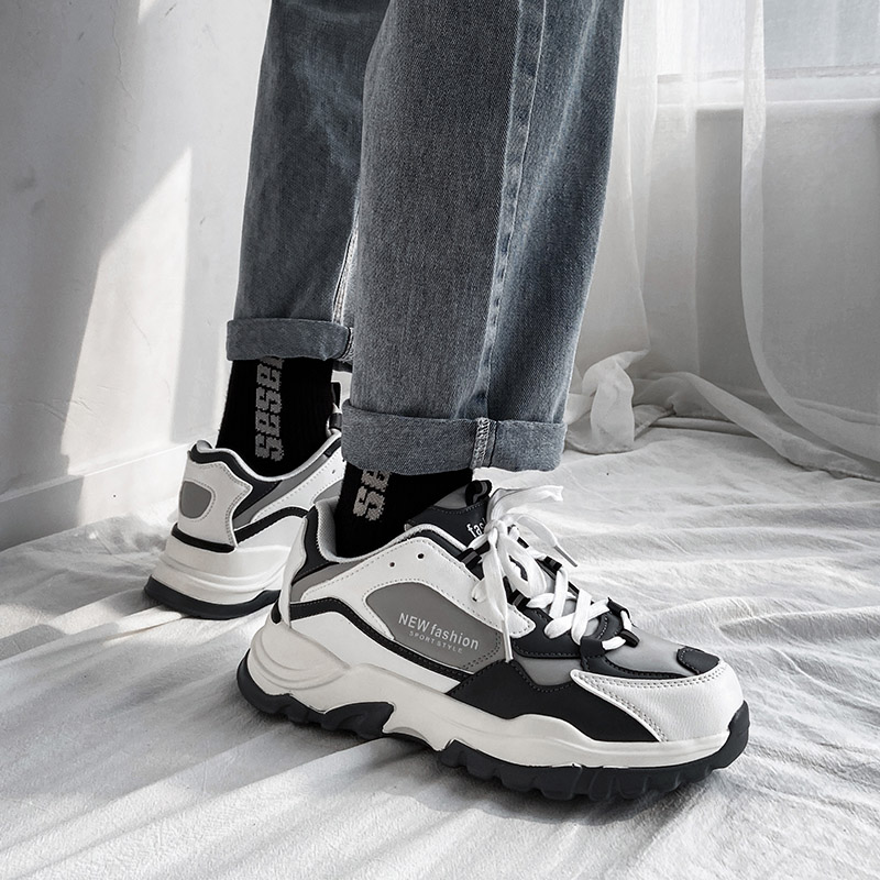 Autumn breathable dad shoes Harajuku Hong Kong style net red couple models Korean version ins tide super hot thick bottom sports shoes men