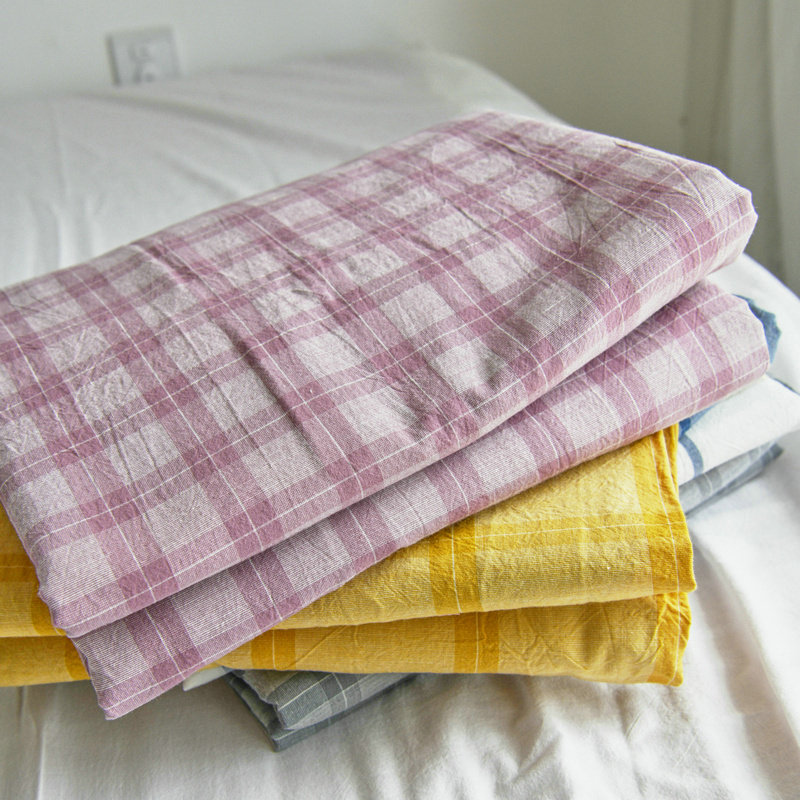 Water washing cotton sheets single cotton student dormitory male single bed plaid cotton 100 single bed hat three sets