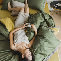Simple Nordic bed sheets four-piece cotton cotton 100 quilt cover quilt cover bedding dormitory three-piece set ins