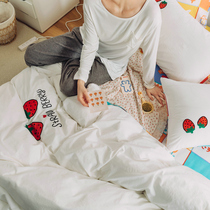 ins cotton wash cotton embroidery four-piece cartoon three-piece set student dormitory single double quilt cover bedding 4