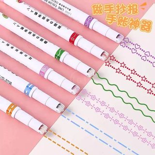 Special pattern outline pen for handwritten newspapers. students use fluorescent pens to focus on drawing wavy lines and borders. handbook curve pen