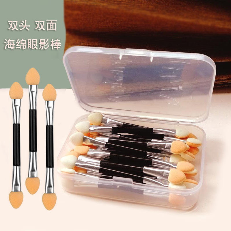 Double head eye shadow stick makeup brushed sponge stick portable 10 20 20 50 beginner with an eye shadow brush makeup tool