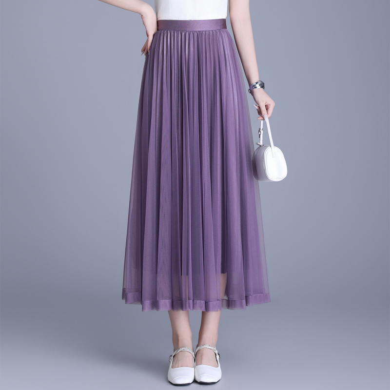 High-End Genuine Mulberry Silk Mesh Skirt for Women, 2026 Spring and Summer New Style, Stylish and Sophisticated Mid-Length Pleated Skirt