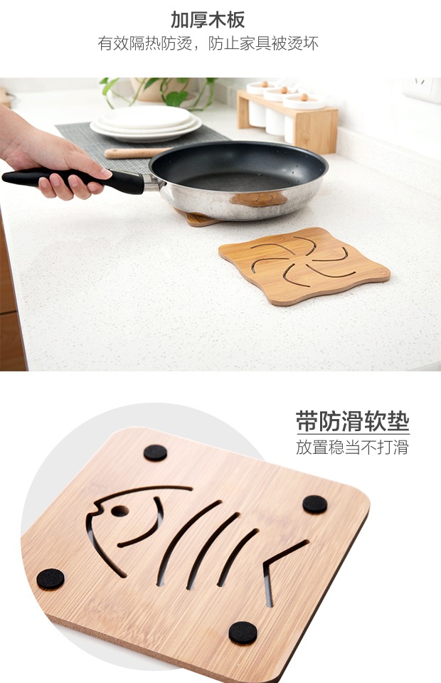 Bàn hoạt hình bằng gỗ mat cách nhiệt pad chống nóng nồi pad sáng tạo dễ thương cốc cốc mat mat chống trượt bát mat coaster - Tách bình inox đựng nước