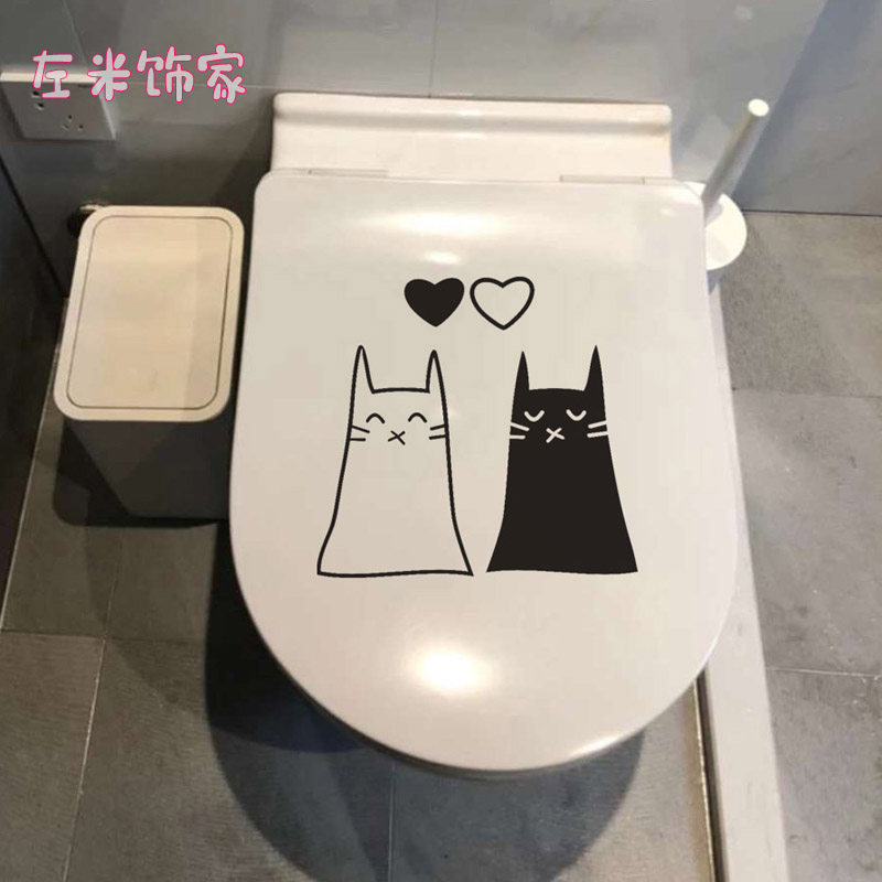 Toilet Sticker Decoration Small Cat Personality Creative Bathroom Cartoon Cute Kitty Toilet Wall Applid waterproof self-adhesive paper