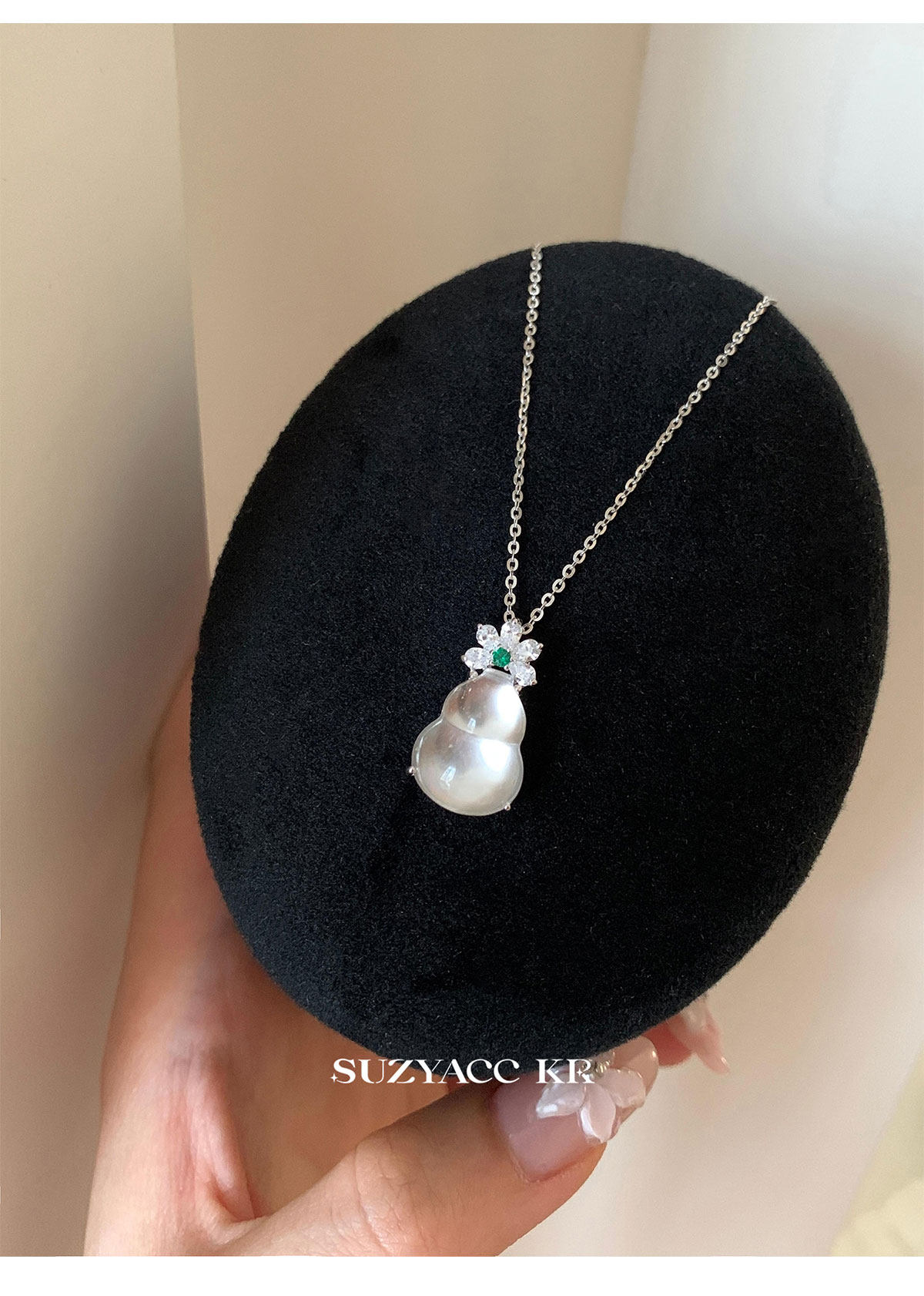 Серебряное ожерелье suzyacc kr精工纯银水沫透葫芦项链女2025新款国风气质高级锁骨链