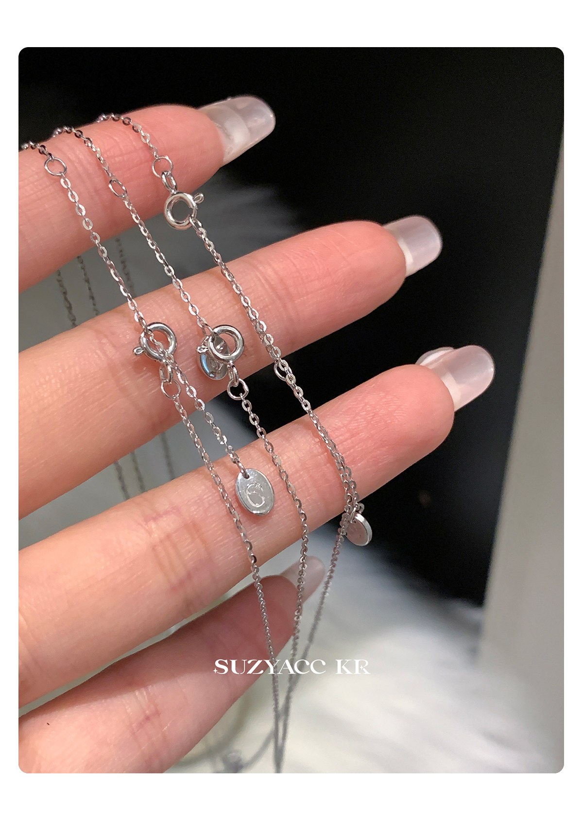 Серебряное ожерелье suzyacc kr玫瑰花切合成锆石项链纯银锁骨链女2025新复古小众颈链