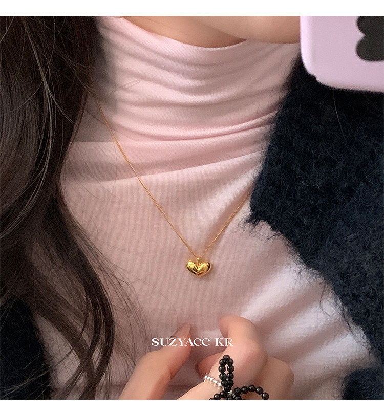 Серебряное ожерелье suzyacc kr简约小众纯银爱心吊坠百搭高级感锁骨链