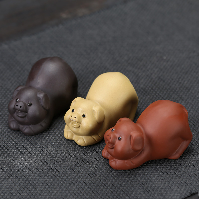Lixing Purple Sand Tea Darling Boutique Eatable Mini Cute Piglet Pocket Fingertips Tea Play Creative Bogu Shelf Pendulum