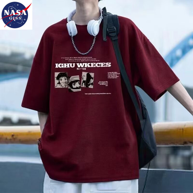 NASA联名2026新款夏季美式纯棉短袖T恤男青少年重磅宽松潮牌半袖