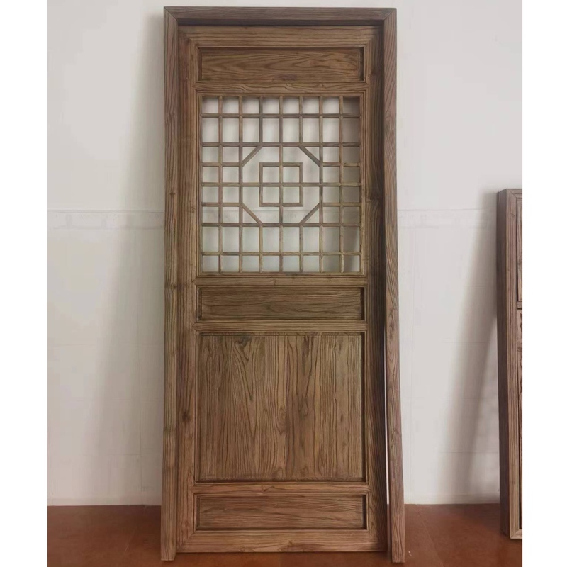 Chinese-Style Wooden Door, Elm Wood Door, Lattice Solid Wood Main Door, Single-Opening Room Door, Interior Door, Antique-Style Wooden Door, Retro Homestay Wooden Door Chinese-Style Wooden Door, Elm Wood Door, Lattice Solid Wood Main Door, Single-Opening Room Door, Interior Door, Antique-Style Wooden Door, Retro Homestay Wooden Door