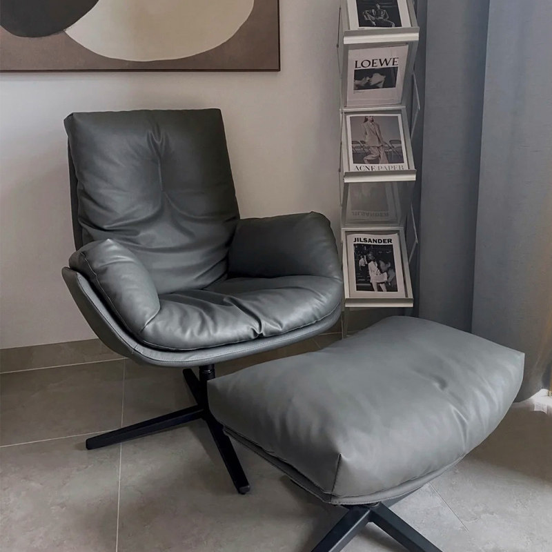 Single sofa chair Italian minimalist designer leather living room creative leisure light luxury down lazy tiger reclining chair