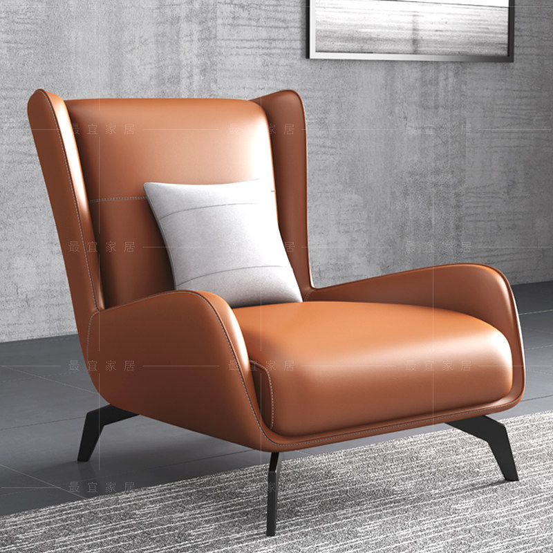 Italian very simple people sofa chair living room designer modern minimalist leather bedroom net red light luxury leisure chair