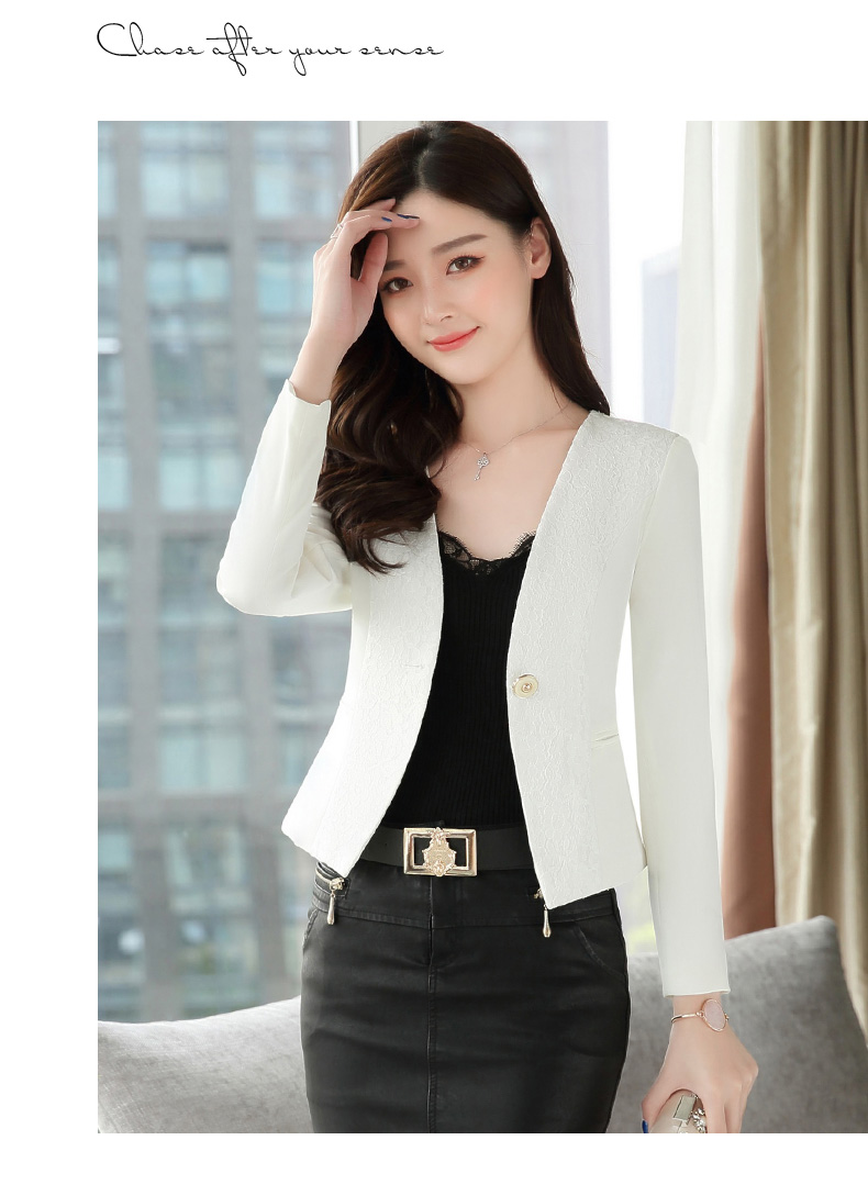 Mùa thu mới giảm béo ngắn phù hợp với nhỏ thời trang áo khoác hoang dã ren khâu cổ áo phù hợp với quần áo phụ nữ vest nữ hàn quốc
