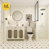 Momojia French cream style bathroom tiles Retro black and white embroidered swallow tiles wall tiles toilet floor tiles