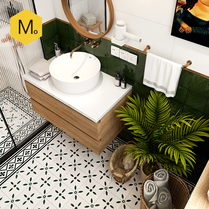 Weekend Home Ink Green retro Makeup Room Flowers Brick style Bathroom Small White Brick Toilet Balcony Floral Piece Kitchen Magnetic Brick