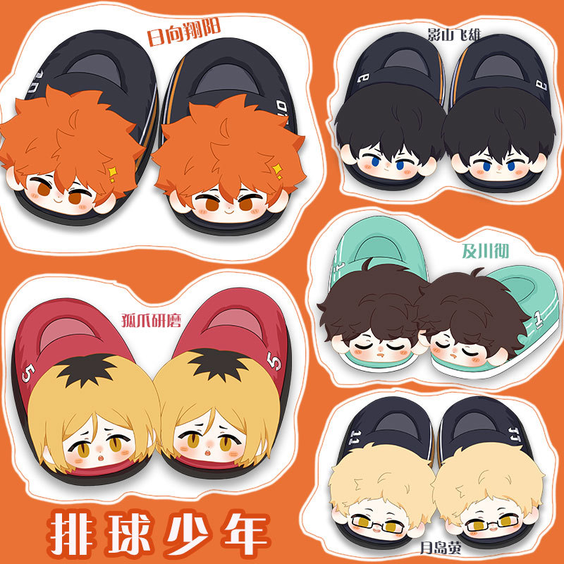 Haikyuu!! Hinata Shoyo, Karasuno High School, Kageyama Tobio, Plush Q-Version Doll, Cute Cotton Slippers