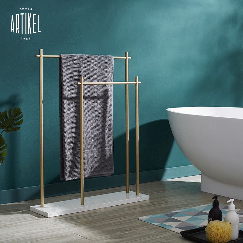 artikel yati brass marble floor-to-ceiling bath towel rack Nordic light luxury stand-up free punching bathroom towel hanging