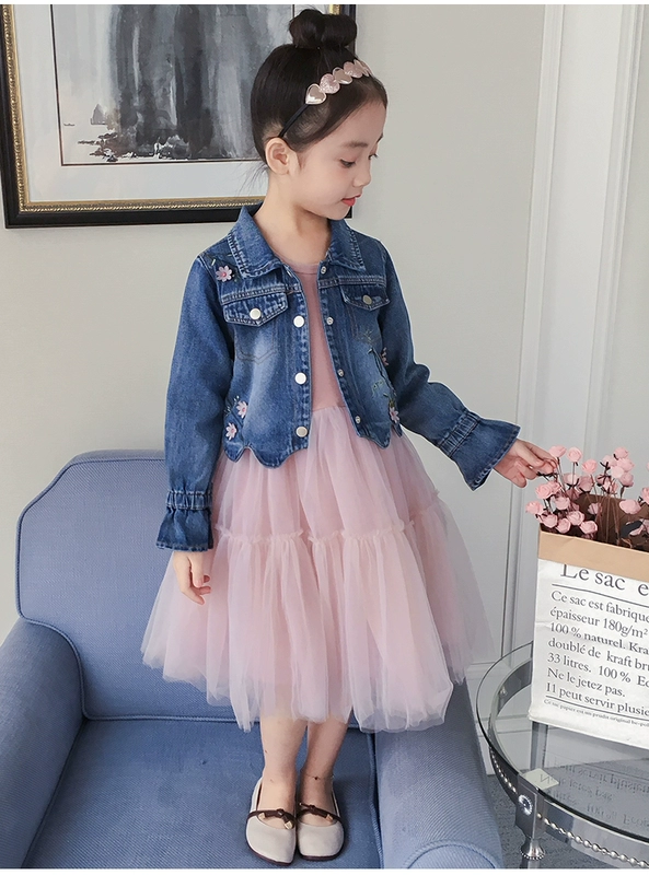Áo khoác mùa thu cho bé gái Hàn Quốc Áo khoác đại dương mùa xuân Váy mùa thu thời trang Quần áo trẻ em hai mảnh