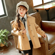 Girls windbreaker coat long 2021 new autumn Korean version of foreign style children Spring and Autumn girl princess windbreaker