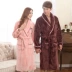 Áo ngủ mùa thu và mùa đông dày áo choàng tắm nam áo choàng flannel lông cừu san hô cộng với phụ nữ dài cộng với đồ ngủ nhung trẻ em áo choàng lông cừu Night Robe